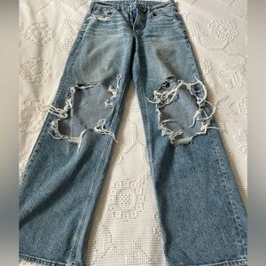 American Eagle curvy super high waist baggy straight leg jeans